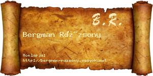 Bergman Rázsony névjegykártya